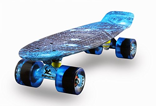 Product Cover MEKETEC Skateboards Complete Mini Cruiser Retro Skateboard for Kids Boys Youths Beginners 22 Inch(The Starry Sky)