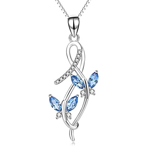 Product Cover AOBOCO Sterling Silver Infinity Butterfly Pendant Necklace with Swarovski Crystals, Fine Jewelry Anniversary Birthday Gifts for Women