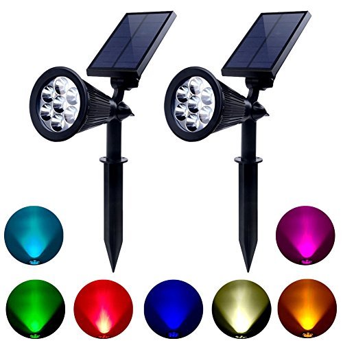 Product Cover Solar Lights Outdoor Colored Waterproof 7 LED Color Changing Solar Spot Lights Landscape Spotlight for Yard Garden Patio Lawn - 2 Pics