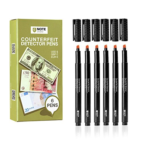 Product Cover NoteShield Counterfeit Bill Detector Markers - Counterfeit Money Loss Prevention - Small Business Security Dollar Tester Markers (6 Pens)
