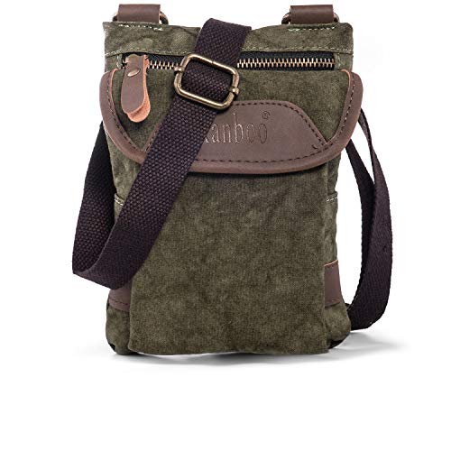 Product Cover Small Crossbody Cellphone Purse for Galaxy S8 Plus,Cross-Body Casual Shoulder Travel Bag Belt Holster for Galaxy Note 8 LG G6/V30 Canvas Carrying Case Belt Pouch with Loop Strap Waist Bag Green