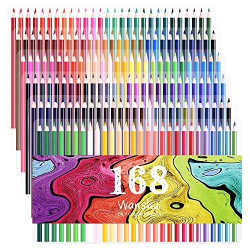 Product Cover 168 Colored Pencils - 168 Count Including 12 Metallic 8 Fluorescence Vibrant Colors No Duplicates Art Drawing Colored Pencils Set for Adult Coloring Books, Sketching, Painting