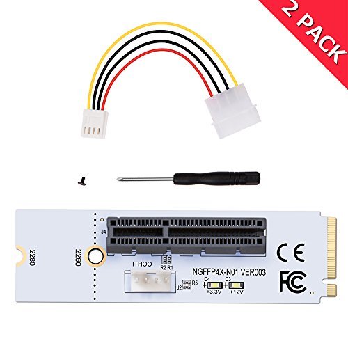 Product Cover Explomos M.2 Key M Ngff to Pci-E 4X Adapter Card, 4 Pin Power Cable (2 Pack)