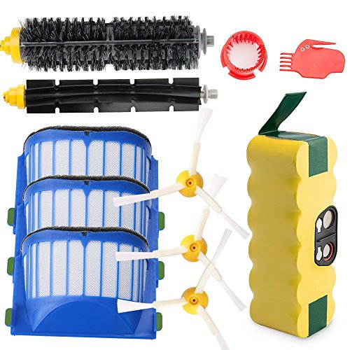 Product Cover efluky 3500mAh Ni-MH Replacement Roomba Battery + Replacement Accessory Part Kit for iRobot Roomba 600 Series 600 610 614 620 625 630 635 640 645 650 655 660 665 670 680 690 - a set of 11