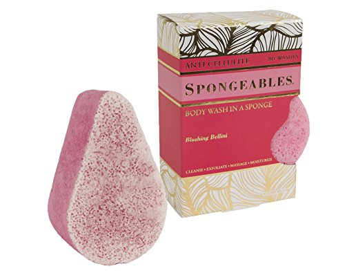 Product Cover Spongeables Anti-Cellulite Body Wash in a Sponge, Blushing Bellini Scent, Spa Cellulite Massager, Moisturizer and Exfoliator, 20+ Washes, 4 oz Sponge, Pack of 1
