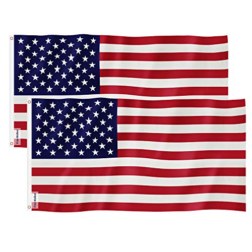 Product Cover Free Walker American Flag 3x5 FT 2PACKS,Premium Nylon US Flags with Bright Vibrant Color and Brass Grommets for Indoors and Outdoors,Durable USA Flag for Outside(2xBreeze Style)