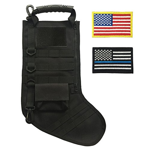 Product Cover SPEED TRACK Tactical Christmas Xmas Stocking W/Handle, Perfect Mantel Decoration, Gift Veterans Military Patriotic Outdoorsy People (Black)