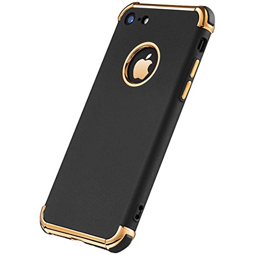 Product Cover iPhone 7 Case, iPhone 8 Case, Ultra Thin Flexible Soft iPhone 8 Matte Case, Luxury 3 in 1 Slim Fit Electroplated Shockproof Phone Case for iPhone 7/ iPhone 8 (BLACK)