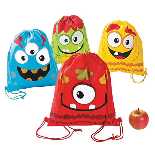 Product Cover Fun Express Silly Monster Drawstring Backpack (1 Dozen) Apparel Accessories, Totes, Novelty Backpacks, Party Favor Bags