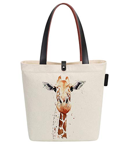 Product Cover So'each Women's Animal Giraffe Art Graphic Canvas Handbag Tote Shoulder Bag