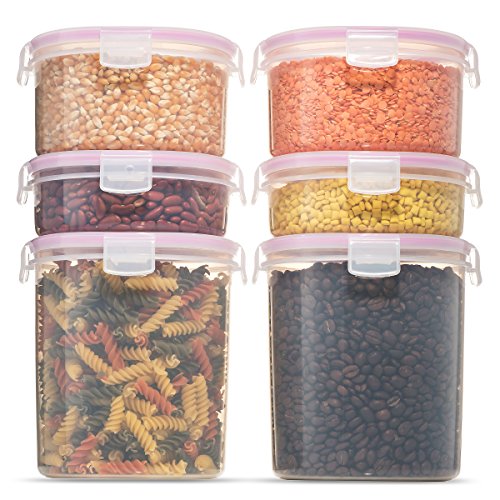 Product Cover Komax Biokips Tall Large Dry Food Storage Round Containers (set of 6) - Airtight, Leakproof With Locking Lids - BPA Free Plastic - Microwave, Freezer and Dishwasher Safe