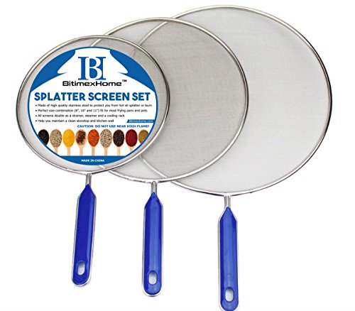 Product Cover Grease Splatter Screen For Frying Pan Cooking - Stainless Steel Splatter Guard Set of 3-8