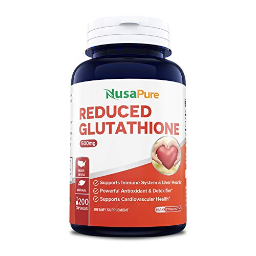 Product Cover Reduced Glutathione 500mg - 200 Capsules Non-GMO & Gluten Free - L-Glutathione Antioxidant Support Liver Health & Detox - Max Strength L Glutathione Pills Help Immune & Brain Function