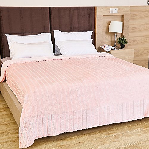 Product Cover Bertte Ultra Velvet Plush Super Soft Decorative Stripe Throw Queen Size Bed Blanket- 90