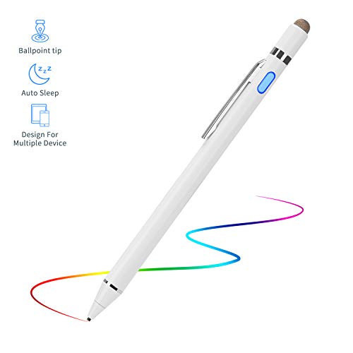 Product Cover Evach Active Stylus Digital Pen with Ultra Fine Tip Stylus for iPad iPhone Samsung Tablets, Compatible with Apple Pen,Stylus Pen for iPad Pro, White.