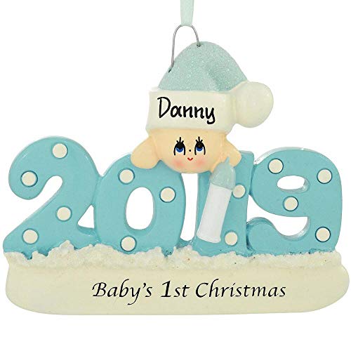 Product Cover 2019 Baby's 1st Christmas Ornament Personalized (Blue (Boy))