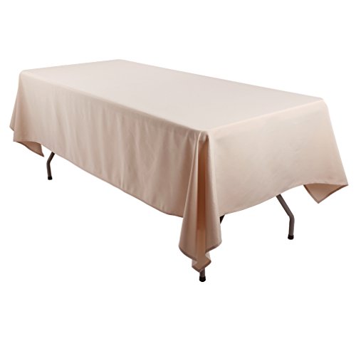 Product Cover E-TEX Rectangle Tablecloth - 60 x 102 Inch - Beige Rectangular Table Cloth for 6 Foot Table in Washable Polyester