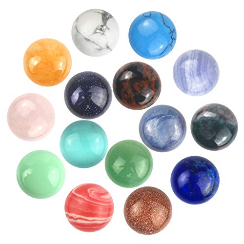 Product Cover Gemstone Mix Kinds of Jasper Agate Round Shape Ring face Cabochon CAB Flatback, DIY Jewelry (12mm)