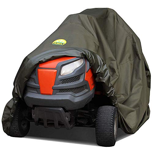 Product Cover Family Accessories 100% Waterproof Riding Lawn Mower Cover, Heavy Duty Premium Water Resistant Garden Tractor Cover, Weatherproof Outdoor Storage for Ride On Lawnmower Engine, Large 76Lx47Wx47H