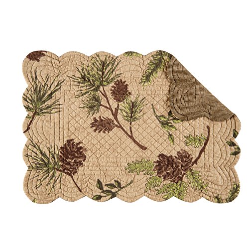 Product Cover Set of 4 WOODLAND RETREAT Rectangular Quilted Placemat by C&F Home - Pinecones, Pine - Rustic, Lodge
