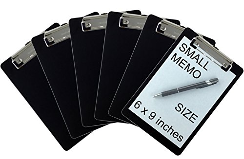 Product Cover Trade Quest Memo Clipboard 6'' x 9'' Low Profile Clip Plastic (6-Pack) (Black)