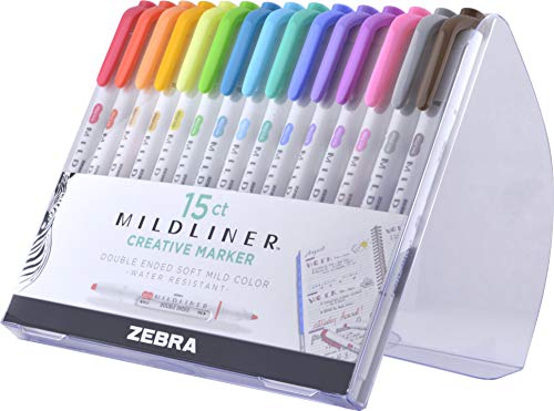 Product Cover Zebra Pen Mildliner, Double Ended Highlighter, Broad and Fine Tips, Assorted Colors, 15 Pack