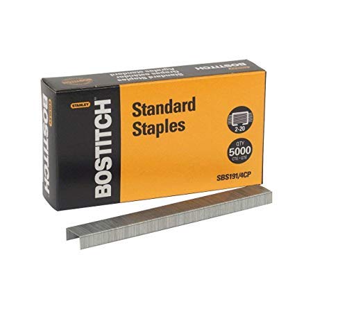 Product Cover Bostitch Premium Standard Staples, Full-Strip, 0.25 Inch Leg, 5,000 per Box (SBS191/4CP)