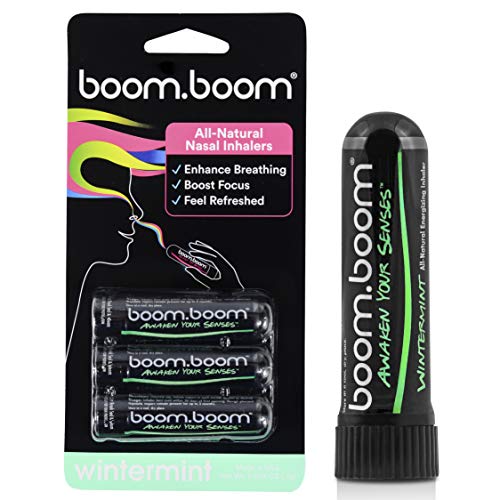 Product Cover BoomBoom Aromatherapy Nasal Inhaler (3 Pack) Boosts Focus + Enhances Breathing | Provides Fresh Cooling Sensation | Made with Essential Oils + Menthol (Wintermint)