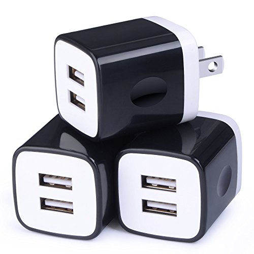 Product Cover USB Wall Charger,USB Cubes,Sicodo 3-Pack Universal Travel 2.1A Dual Port Plug Charging Block Compatible with iPhone X/8/7/6,Tablet, Samsung Galaxy S10,S10+,S9,S8, S7 S6 Edge, HTC, LG, Sony, Nokia