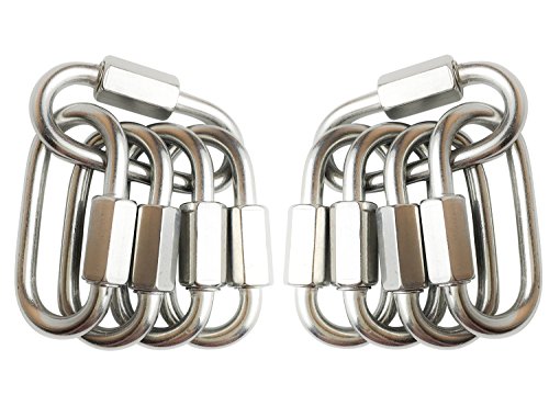 Product Cover TXXMA 10-Pack D Shape Locking Carabiner M4 Stainless Steel Quick Link Chain Connector Keychain Ring Buckle