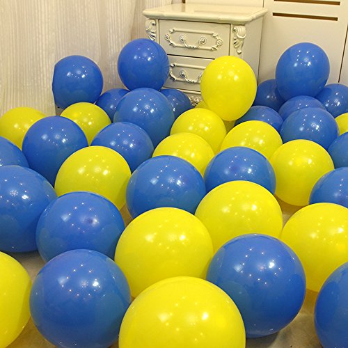 Product Cover AnnoDeel 50 Pcs 12inch Yellow and Blue Balloons,Yellow Balloons and Blue Balloons for Birthday Wedding Party Spring Decorations