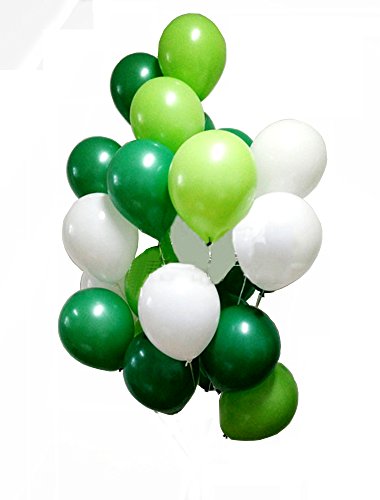 Product Cover AnnoDeel 50 Pcs 12inch Green and White Balloons,3 Color White Light Green Balloons and Dark Green Balloons for Birthday Wedding Party Spring Decorations