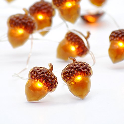 Product Cover Impress Life Christmas String Lights, Acorn 10ft Silver Wire 40 LED Battery Powered with Dimmable Remote Timer for Ice Age, Indoor Outdoor, Wedding, Birthday Bedroom Fireplace Mantel Xmas Decorations