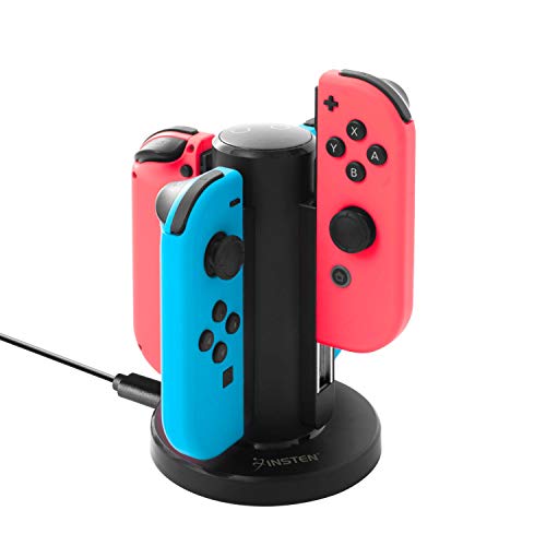 Product Cover Insten Joy Con Charger for Nintendo Switch by Insten 4 in 1 Joy-Con Charging Dock Station with Individual LED Charge Indicator and USB Cable for Nintendo Switch JoyCon Controller Console Accessories