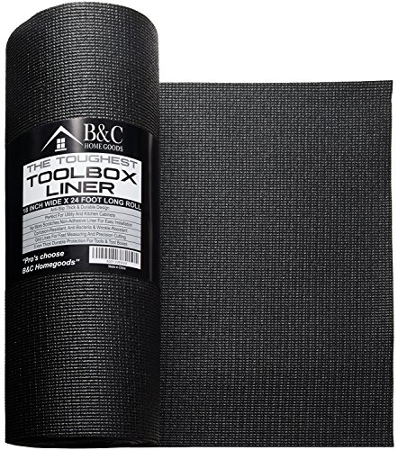 Product Cover Professional Tool Box Liner and Drawer Liner - Black Non-Slip Shelf Liner Is Perfect for Protecting Your Tools - These Thick Cabinet Liners Are Easily Adjustable to Fit Any Space (18'' x 24 ft)