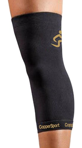 Product Cover CopperSport Copper Compression Knee Sleeve Support - Suitable for Athletics, Tennis, Golf, Basketball, Sports, Weightlifting, Joint Pain Relief, Injury Recovery (Single Sleeve), Black, XX-Large