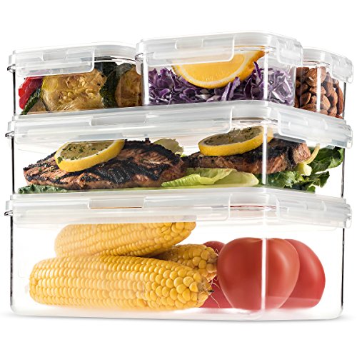 Product Cover Komax Hikips Premium Tritan Pantry Food Storage Containers. (set of 5) - Airtight, Leakproof With Locking Lids - BPA Free - Microwave, Freezer and Dishwasher Safe