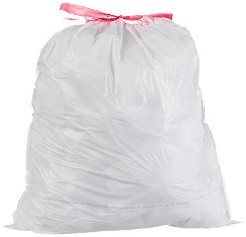 Product Cover AmazonBasics 13-Gallon Tall Kitchen Trash Bag with Draw String, 0.9 mil, White, 300-Count