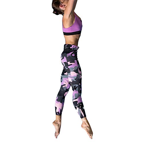 Product Cover Women Camouflage Sports Yoga Workout Gym Fitness Exercise Athletic Legging Pants (S, Pink)