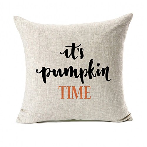 Product Cover Pumpkin Time Quotes Happy Fall Throw Pillow Case Cushion Cover Decor Cotton Linen 18