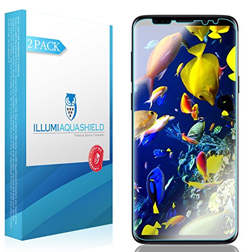 Product Cover ILLUMI AquaShield Screen Protector Compatible with Samsung Galaxy S9 Plus (2-Pack)(Compatible with Cases) No-Bubble High Definition Clear Flexible TPU Film