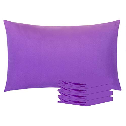 Product Cover NTBAY Queen Pillowcases Set of 4, 100% Brushed Microfiber, Soft and Cozy, Wrinkle, Fade, Stain Resistant, Queen, Purple