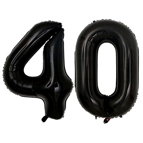 Product Cover 40inch jumbo Black 40 number balloons for 40th Birthday Party Decoration Men Women Party Supplies (Black 40)