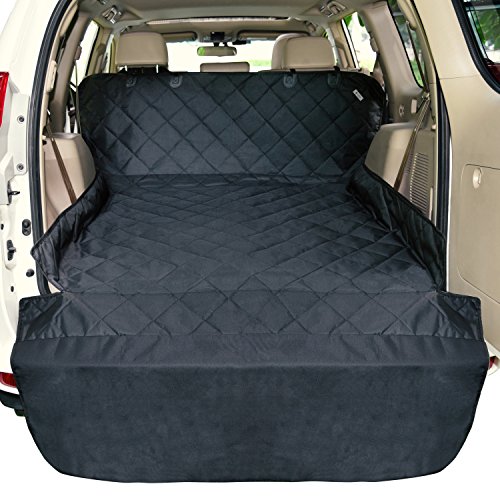 Product Cover F-color SUV Cargo Liner for Dogs Waterproof Pet Cargo Cover Dog Seat Cover Mat for SUVs Sedans Vans with Bumper Flap Protector, Non-Slip, Large Size Universal Fit, Black