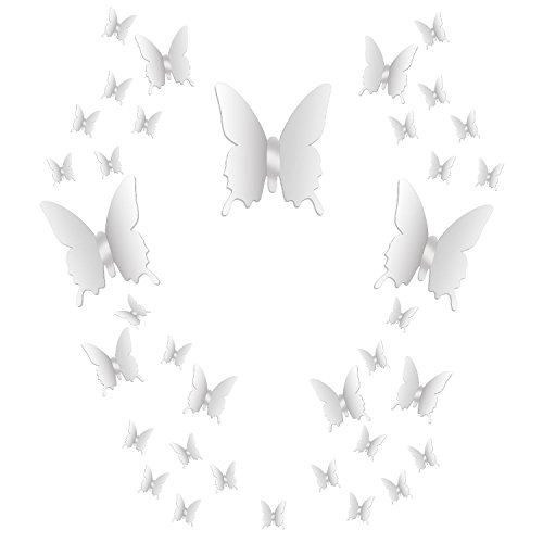 Product Cover BBTO 36 Pieces DIY Mirror Butterfly Combination 3D Mirror Wall Stickers Home Decoration