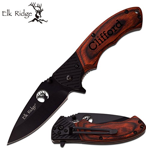 Product Cover Elk Ridge Personalized Laser Engraved Tactical Pocket Knife, Fathers Dad for Day, Groomsmen Gift, Graduation Gifts, Gifts for Men