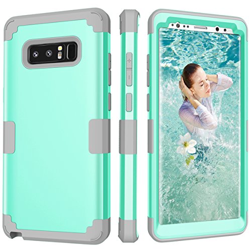 Product Cover Galaxy Note 8 Case, AOKER [New] [Perfect] 3 in 1 Shockproof Hybrid Heavy Duty High Impact Hard Plastic +Soft Silicon Rubber Armor Defender Case Cover for Samsung Galaxy Note 8 (Mint Grey)