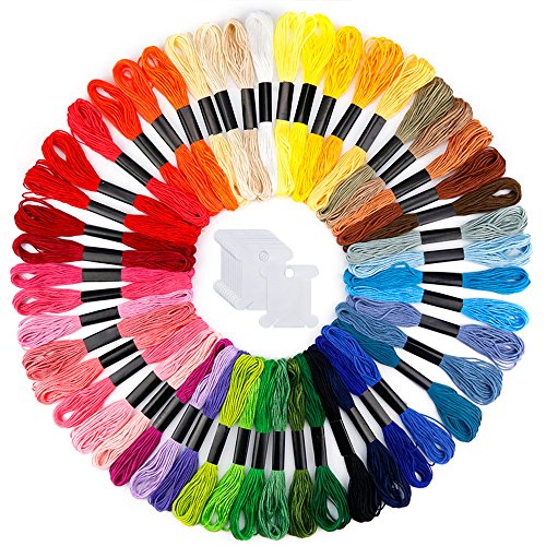 Product Cover Caydo Embroidery Floss 50 Skeins Friendship Bracelets Floss Rainbow Color Embroidery Thread Cross Stitch Floss with 12 Pieces Floss Bobbins