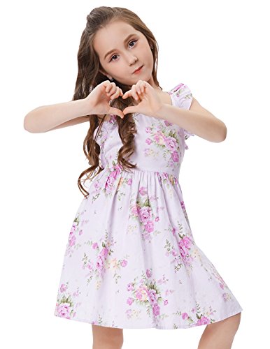 Product Cover GRACE KARIN Girls Sleeveless Cross Back Printed Floral Cotton Casual Dress