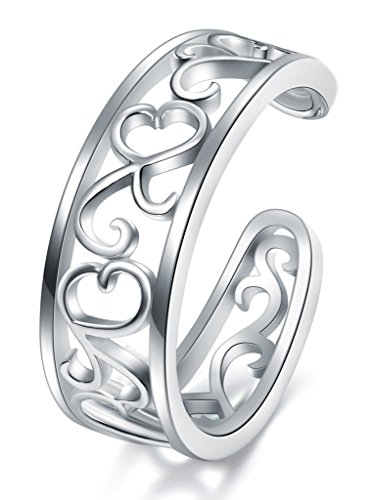 Product Cover BORUO 925 Sterling Silver Toe Ring, Flower Hawaiian Leaf Adjustable Band Tail Ring